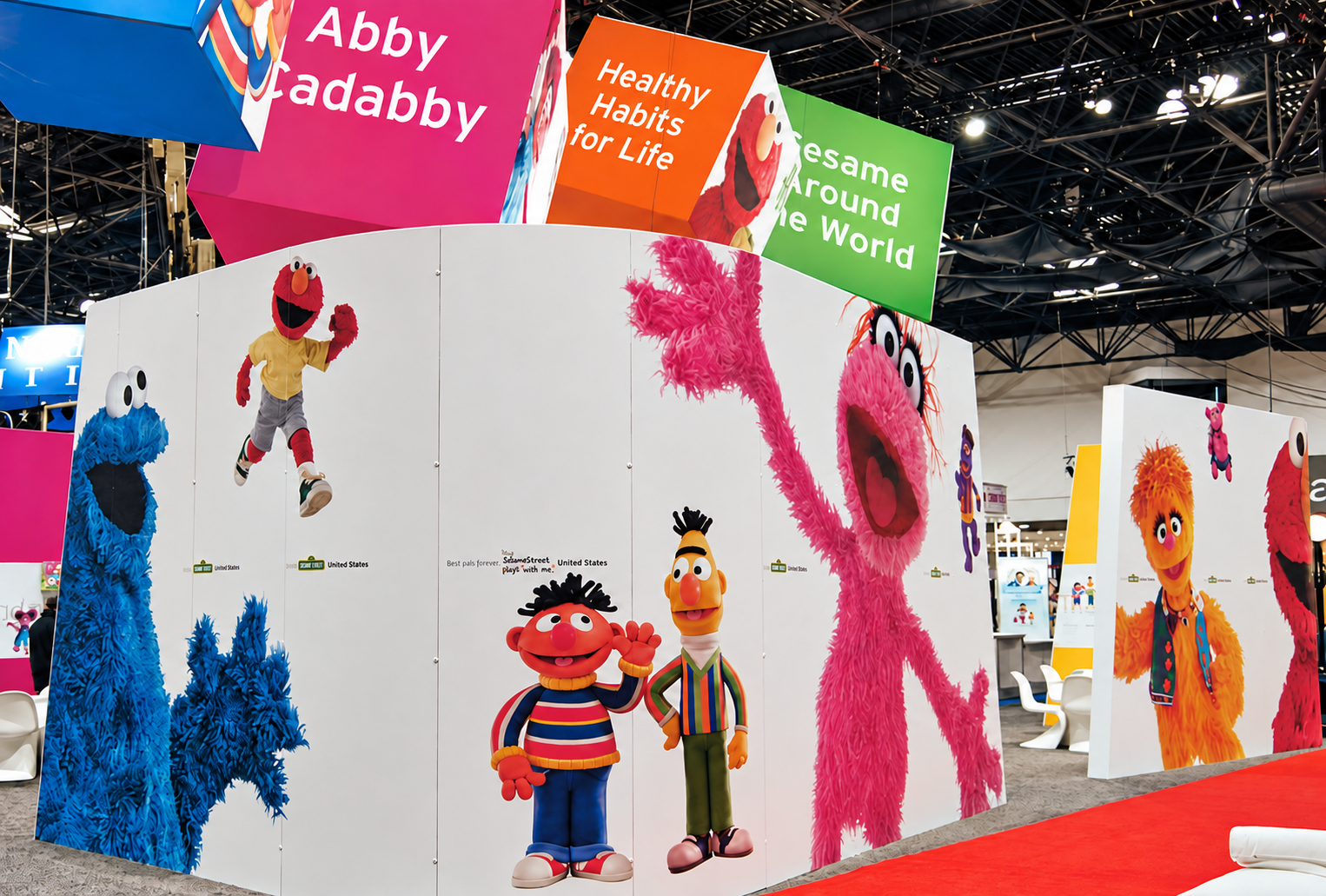 Sesame Workshop licensing-show booth with branded environmental graphics