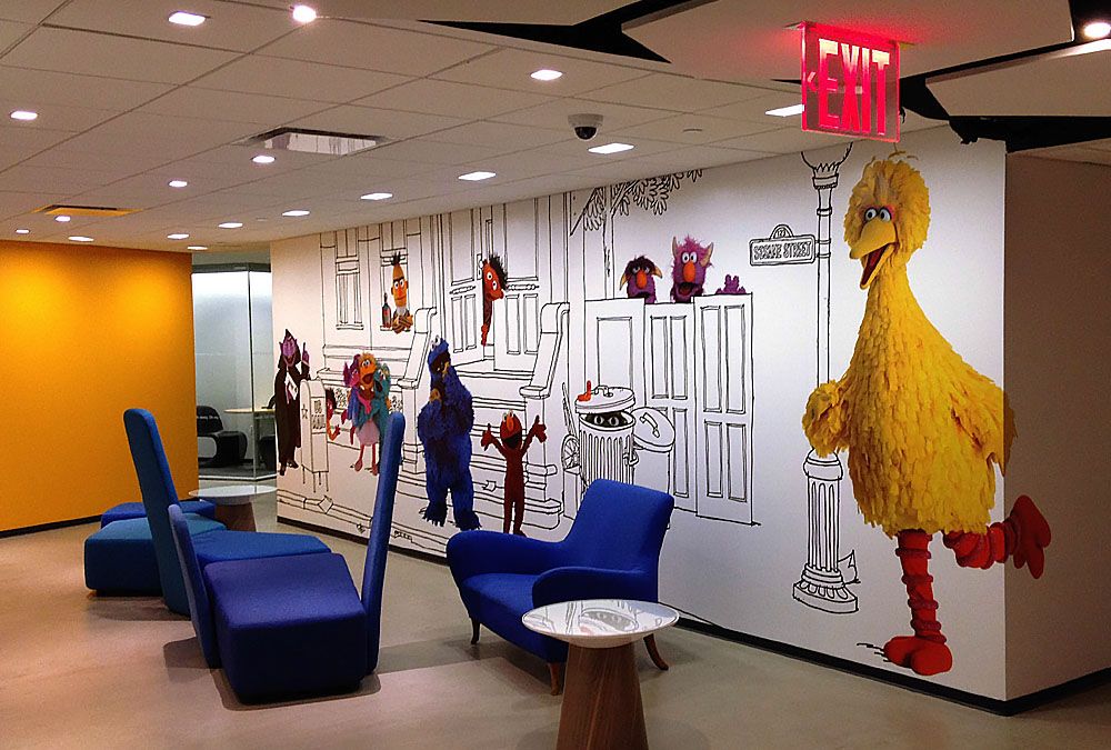 Sesame Workshop headquarters murals created by Mark Magner
